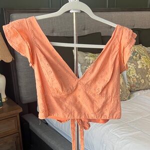 Peach Eyelet Women's Crop Top
